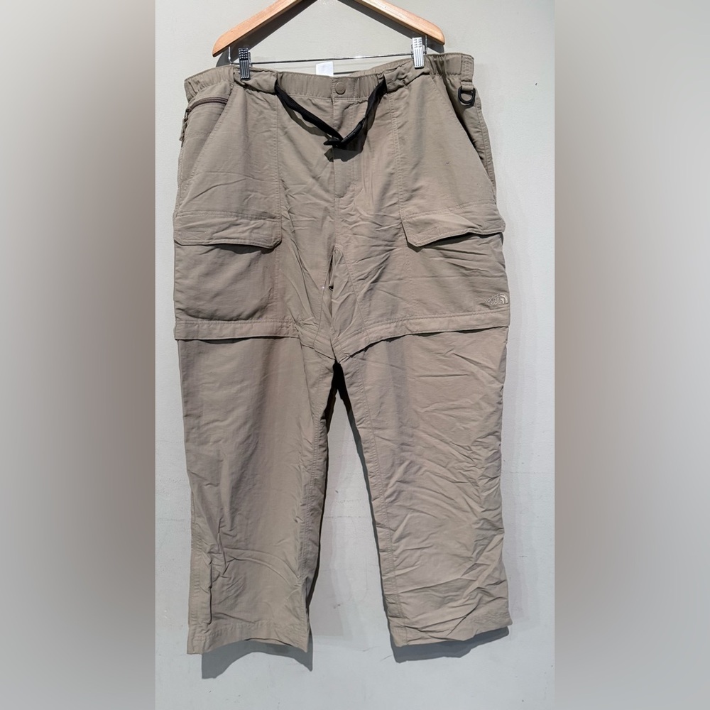 The North Face Men Convertible Hiking Pants Outdoor Logo Pockets Size XXL Beige